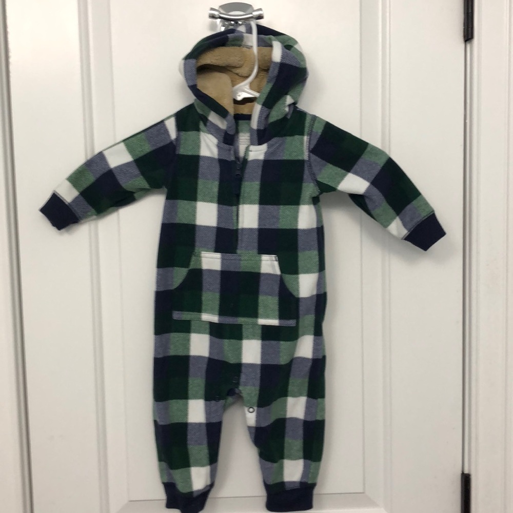 Cozy warm hooded fleece one piece